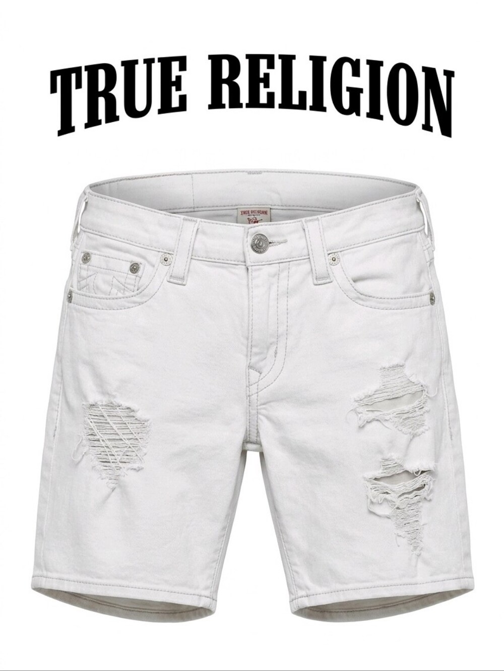 TRUE RELIGION Stretch Denim Shorts Contrast Stitching. 28 Excellent - Picture 1 of 14